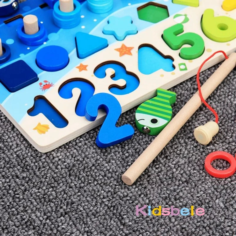 Montessori Math Toys for Toddlers | Wooden Puzzle & Fishing Game