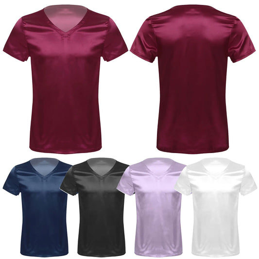 Men’s Satin V-Neck T-Shirt | Loungewear & Sleepwear