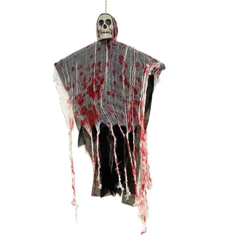 Hanging Skull Skeleton Ghost | Light-Up Horror Prop for Haunted House