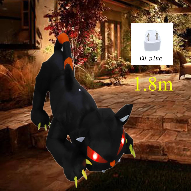 1.8M Inflatable Black Cat | LED Garden Decor with Shaking Head
