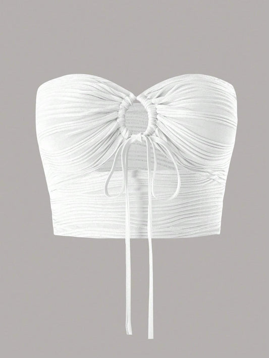 Ruched Drawstring Tube Top | Women’s Y2K Summer Crop
