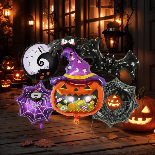 Pumpkin & Ghost Balloons | Spider & Bat Foil Party Supplies 