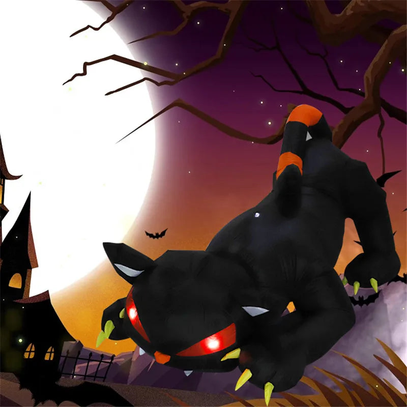 1.8M Inflatable Black Cat | LED Garden Decor with Shaking Head