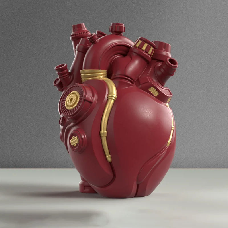 Mechanical Heart Cardiac Vase – Resin Home Decor & Unique Flower
