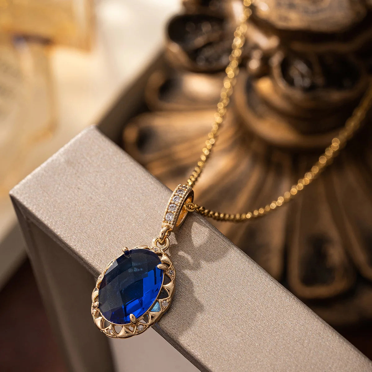 Gold Plated Copper Jewelry Set | Blue Zirconia Accent Accessories