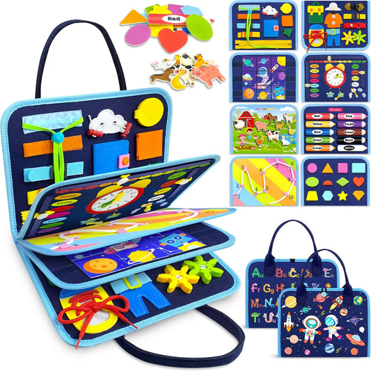 Busy Board Montessori Sensory Toy | Educational Toddler Travel Activity