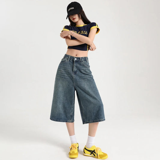 Women’s Y2K Baggy Jean Shorts | High & Low Rise