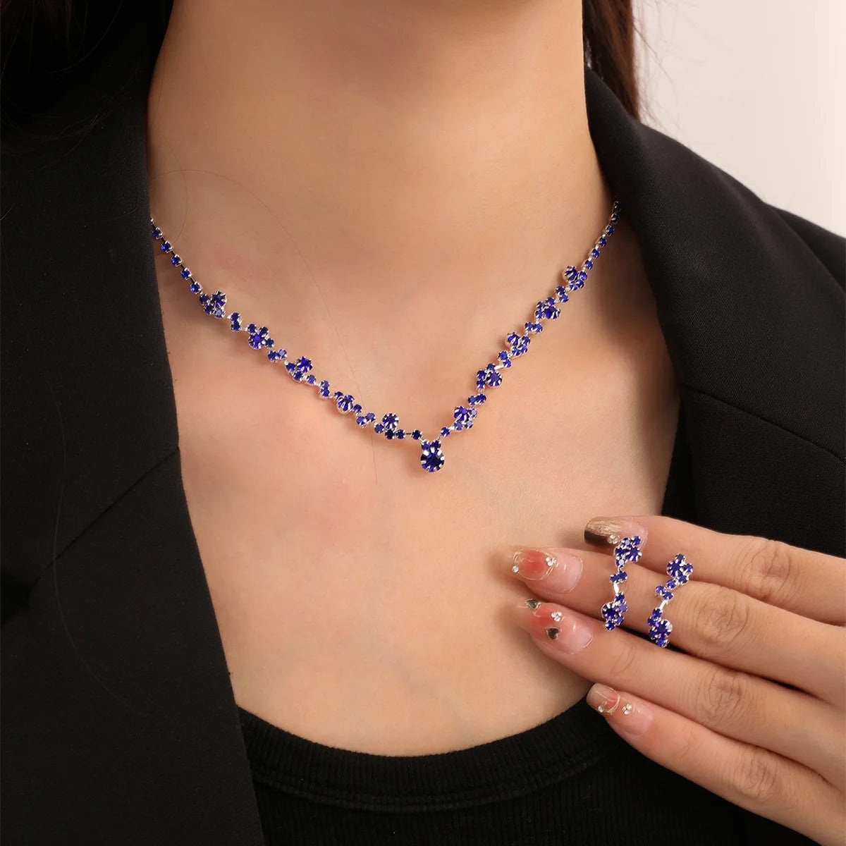 Women’s Fashion Necklace & Earrings Set | Rhinestone Bridal Jewelry