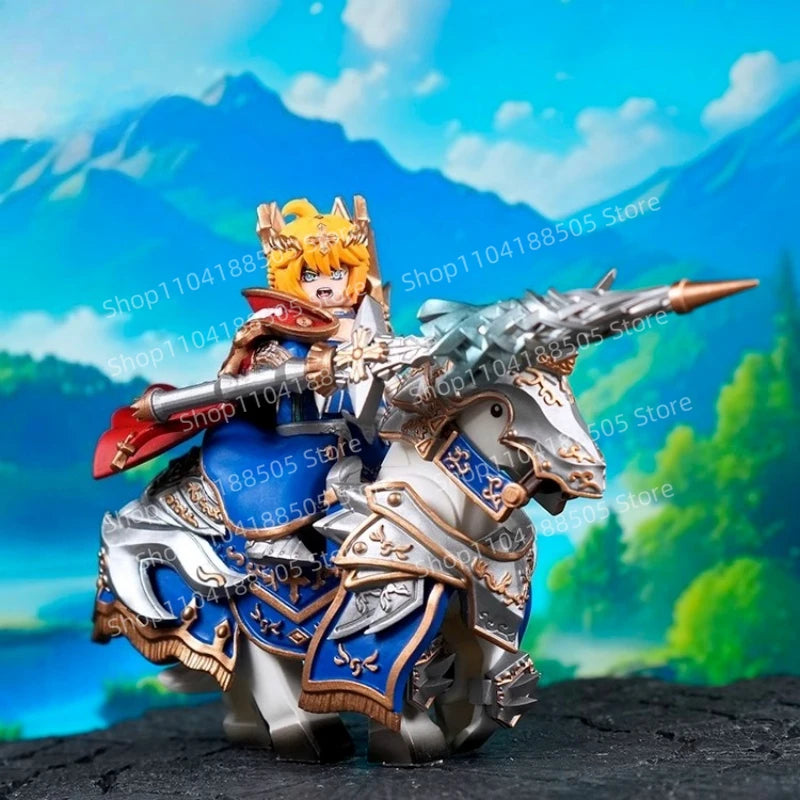 Figurine of a warrior on a horse with a scenic background