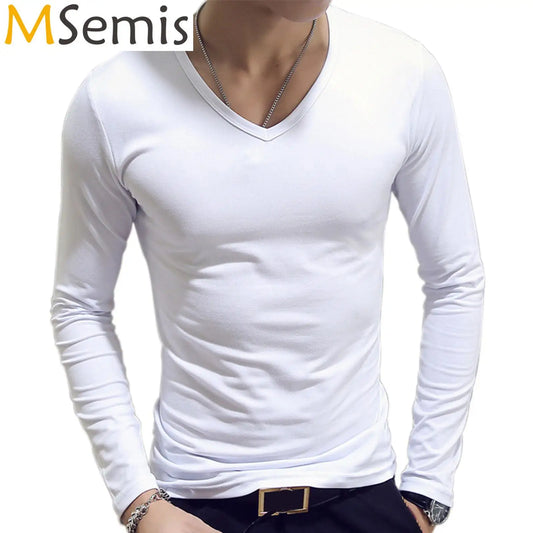 Men’s V-Neck Long Sleeve T-Shirt | Slim Fit Classic