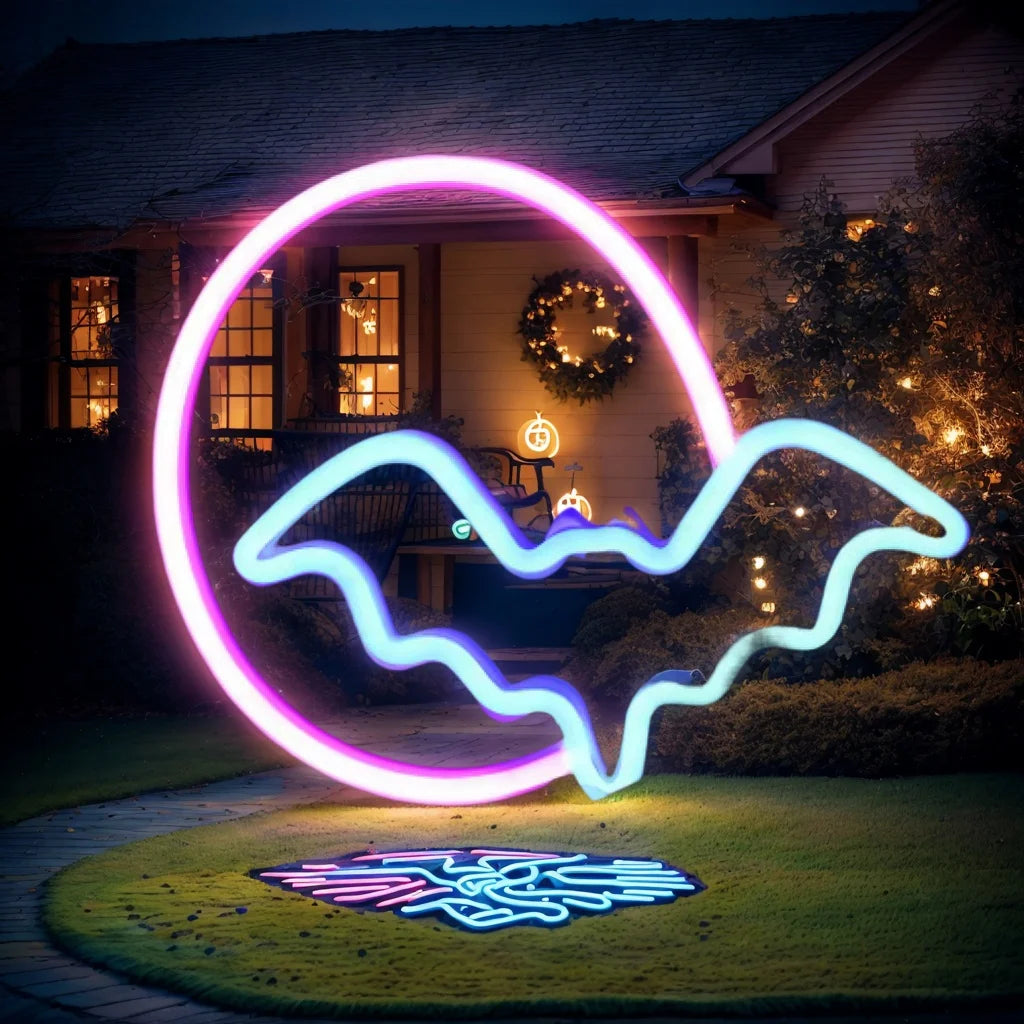 Bat Neon Sign | USB or Battery Wall Light for Holiday Parties