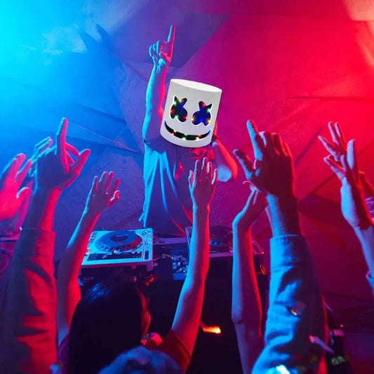 Full Face LED Neon Mask | Light-Up Marshmallow DJ Cosplay Mask