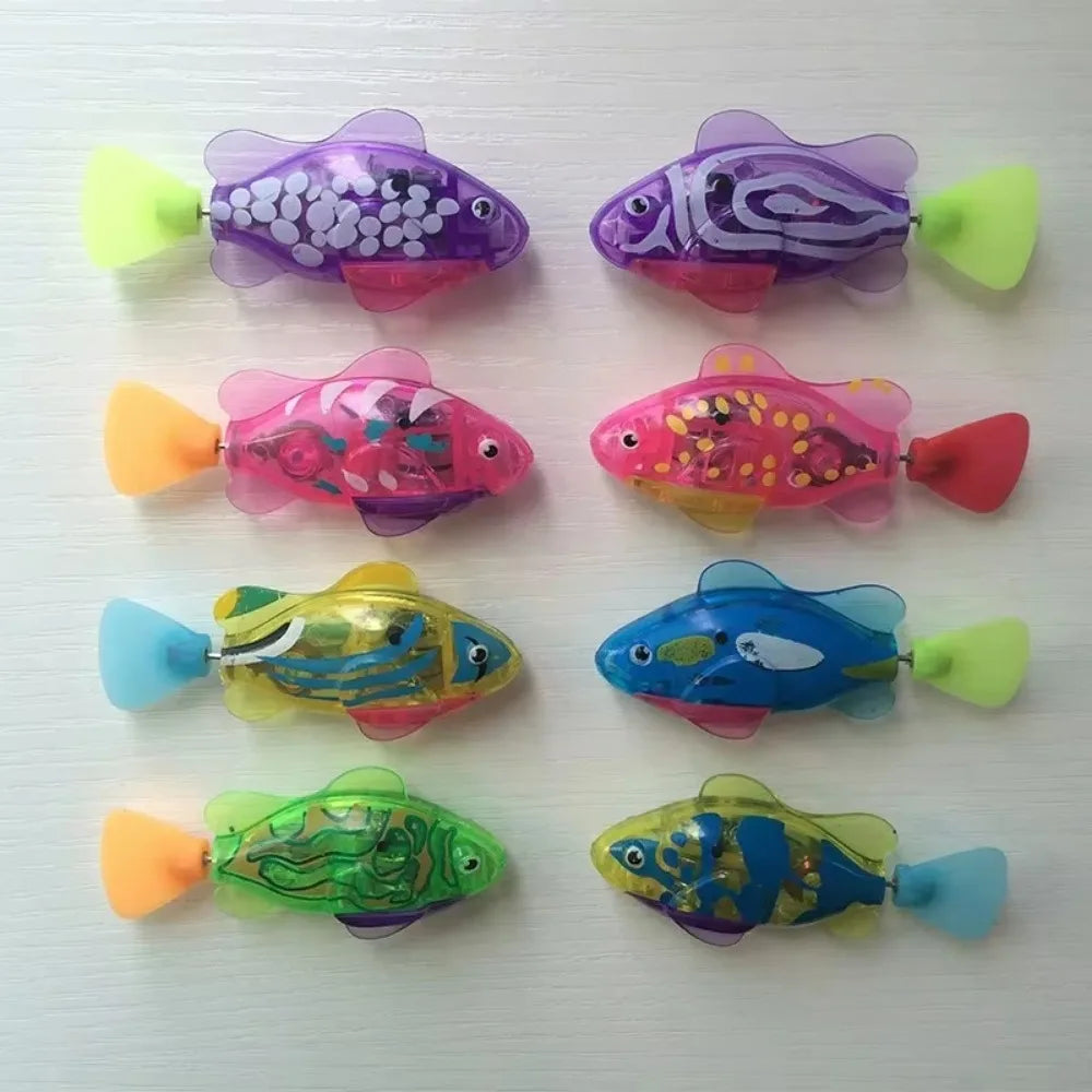 Colorful toy fish on a white background