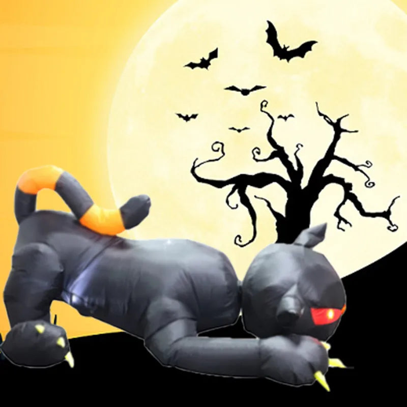 1.8M Inflatable Black Cat | LED Garden Decor with Shaking Head