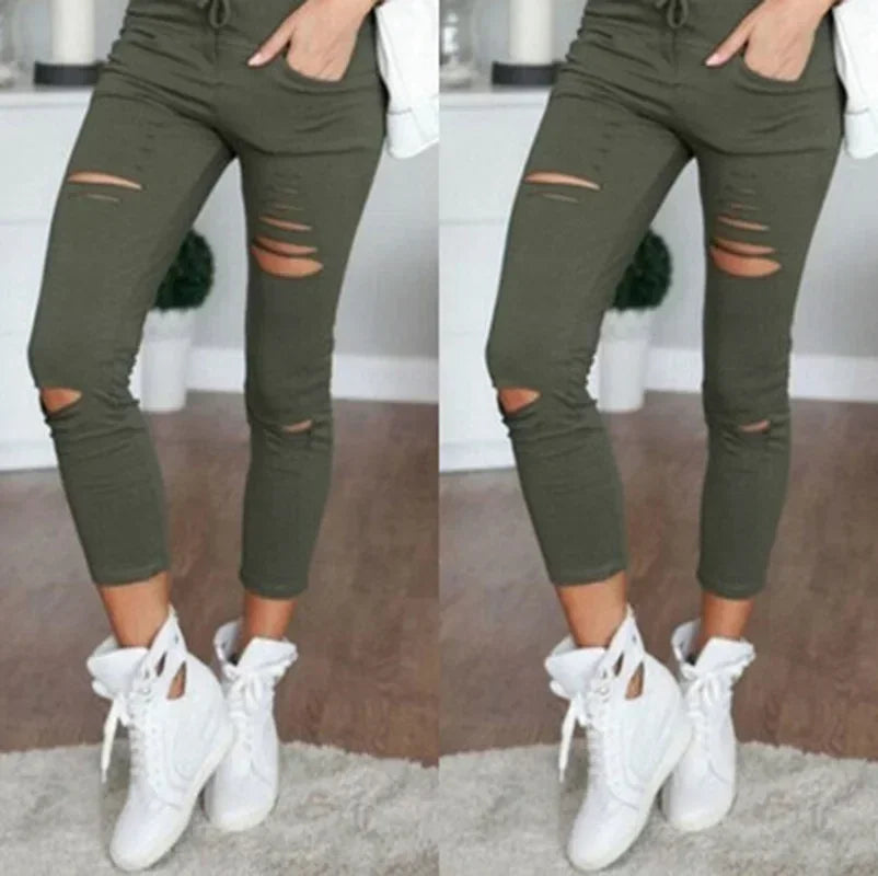 Big Size Ripped Jeans | Women’s Stretch Pencil Pants