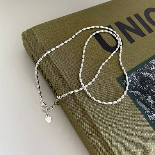 925 Sterling Silver Geometric Bead Necklace | Delicate Choker Chain
