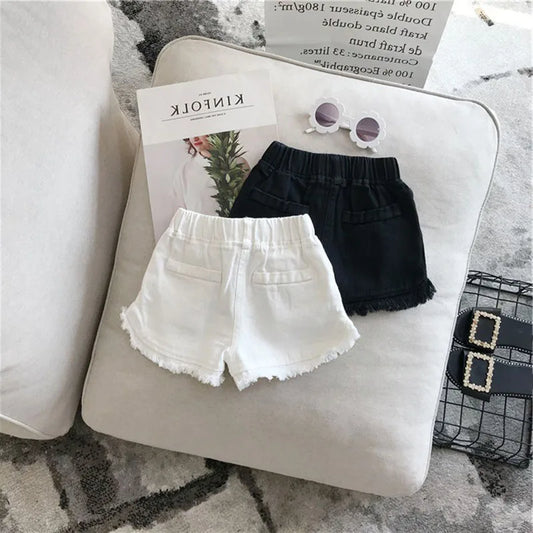 Children’s Summer Solid Color Korean Pants | Girls’ Casual Jeans & Shorts
