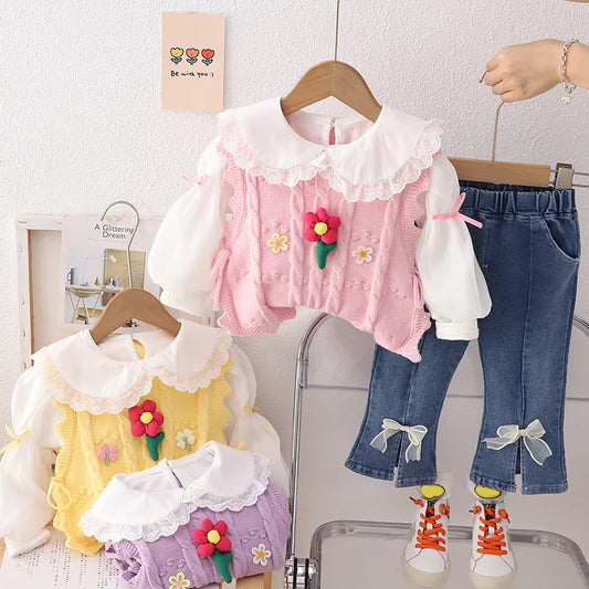 Girls’ Clothing Sets | Floral T-Shirt, Vest, Bow Jeans & Tracksuit