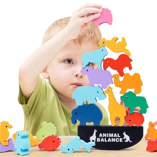 Wooden Balance Blocks | Animal & Dinosaur Montessori Stacking Toy