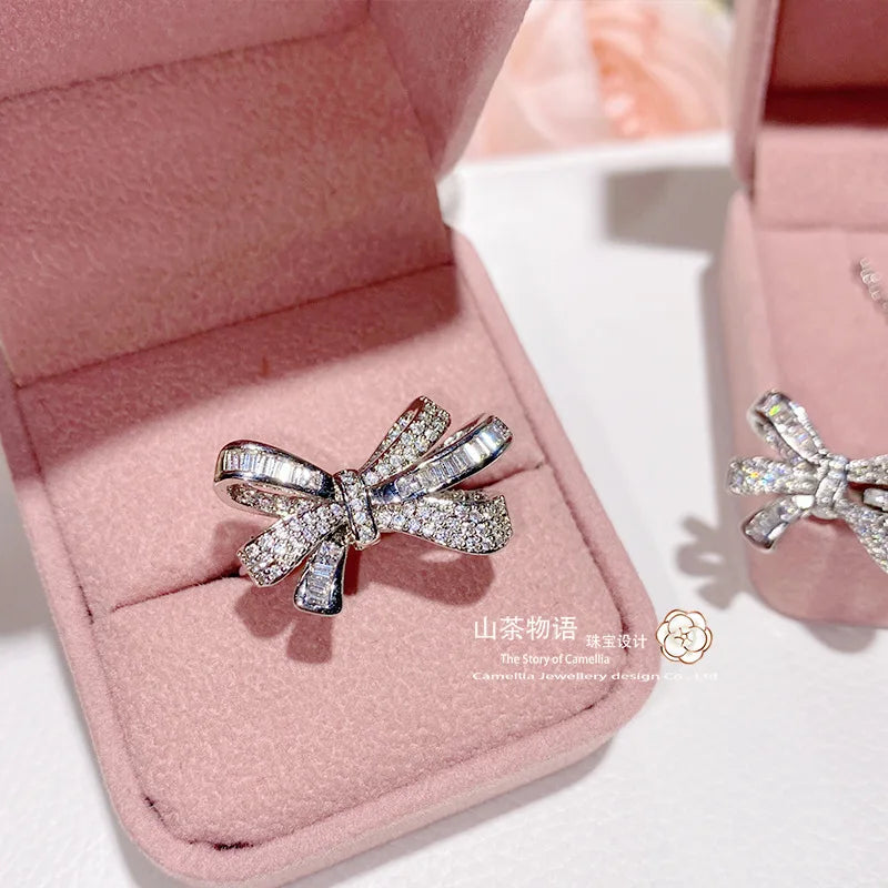 Luxury Geometric Jewelry Set | Bow Necklace & Earrings for Women