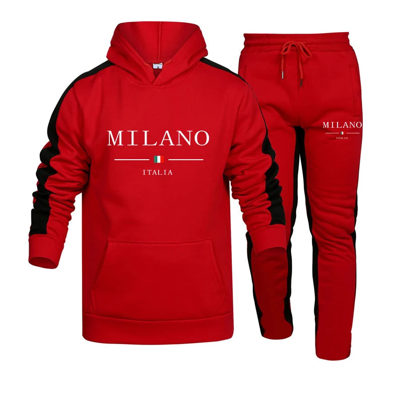 Men’s Printed Tracksuit 2-Piece Set | Casual Hooded Sweatshirt & Joggers