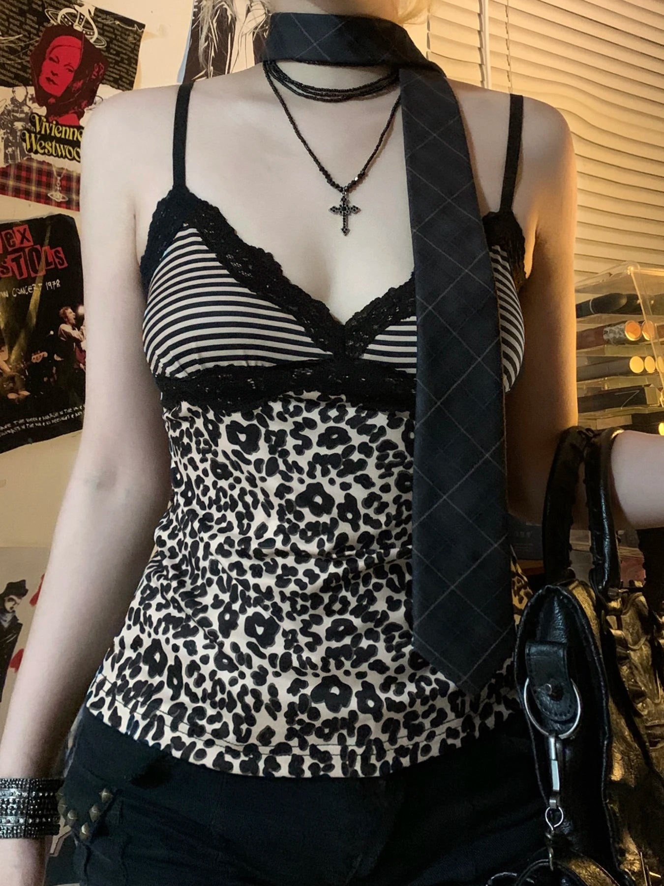 Leopard Print Lace Crop Top | Rockmore Y2K Vintage