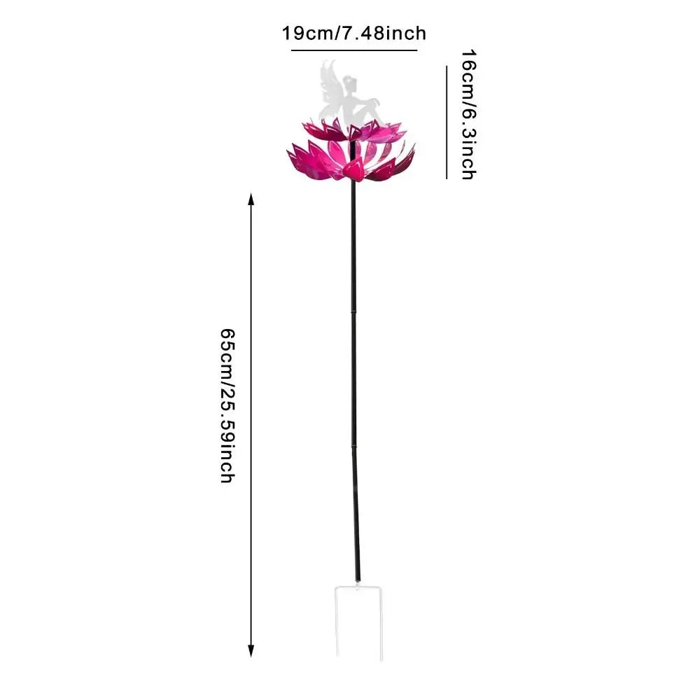 Crafts Rotating Garden Flower Fairy Sculpture Iron Art Detachable Wind Spinner Creative Metal Windmill Lawn