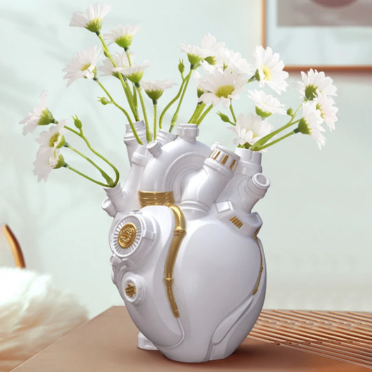 Mechanical Heart Cardiac Vase – Resin Home Decor & Unique Flower
