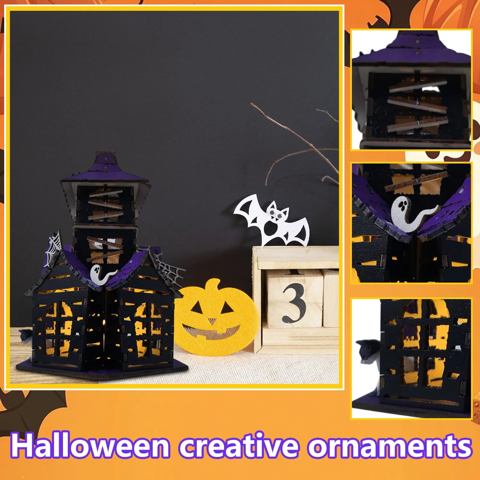 DIY 3D Haunted House Craft | Wooden Decor for Spooky Party Fun
