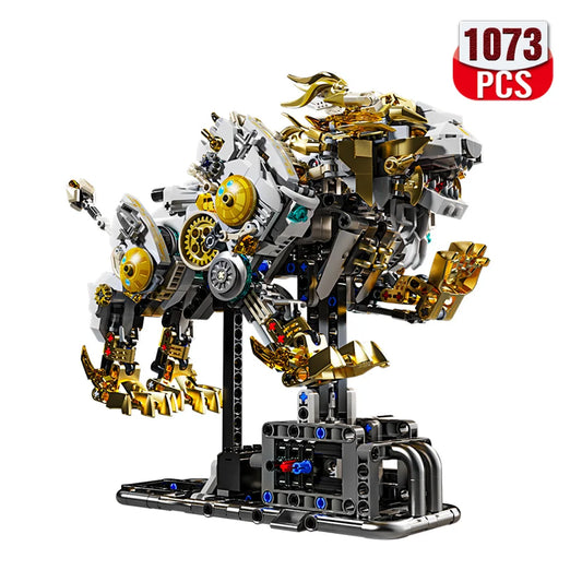 Mechanical Lion Building Set with Light | Collectible Model for Adults