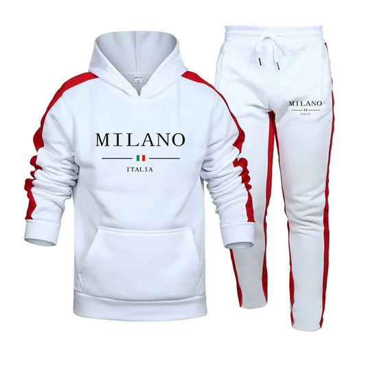 Men’s Printed Tracksuit 2-Piece Set | Casual Hooded Sweatshirt & Joggers