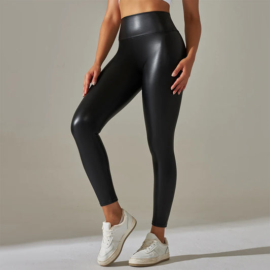 Oversized High Waist PU Leather Pants | Women’s Yoga