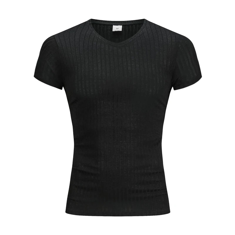 Men’s V-Neck Short Sleeve Slim Fit Sports T-Shirt