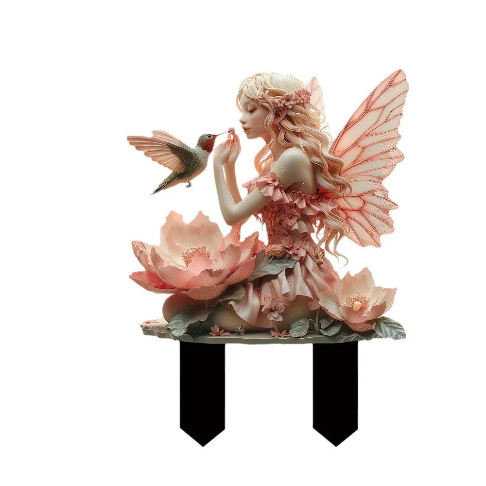Micro Landscapes Acrylic Fairy Mini Figurine Cute Artificial Garden Floor Plugs Waterproof Creative Garden Stake Flower Pot