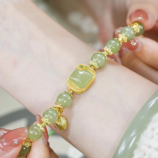 Natural Hetian Jade Bracelet | Elegant Jewelry for Women & Weddings
