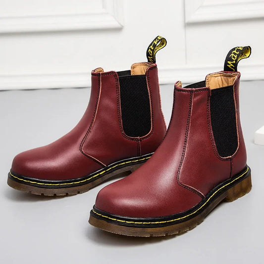 Unisex Leather Platform Chelsea Boots | Autumn Breathable Ankle Boots
