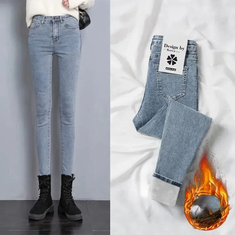Mom Jeans High Elastic | Women’s Washed Skinny Denim
