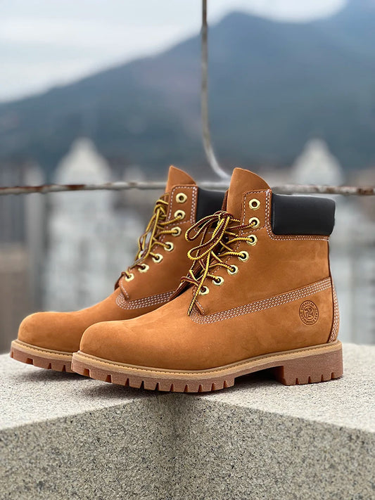Men’s Genuine Leather Outdoor Boots | 2025 Casual Waterproof Shoes