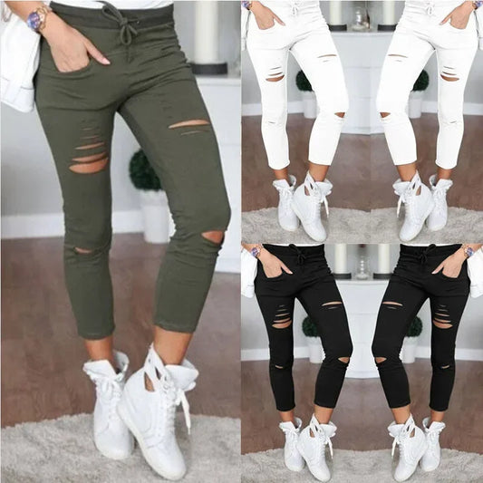 Big Size Ripped Jeans | Women’s Stretch Pencil Pants