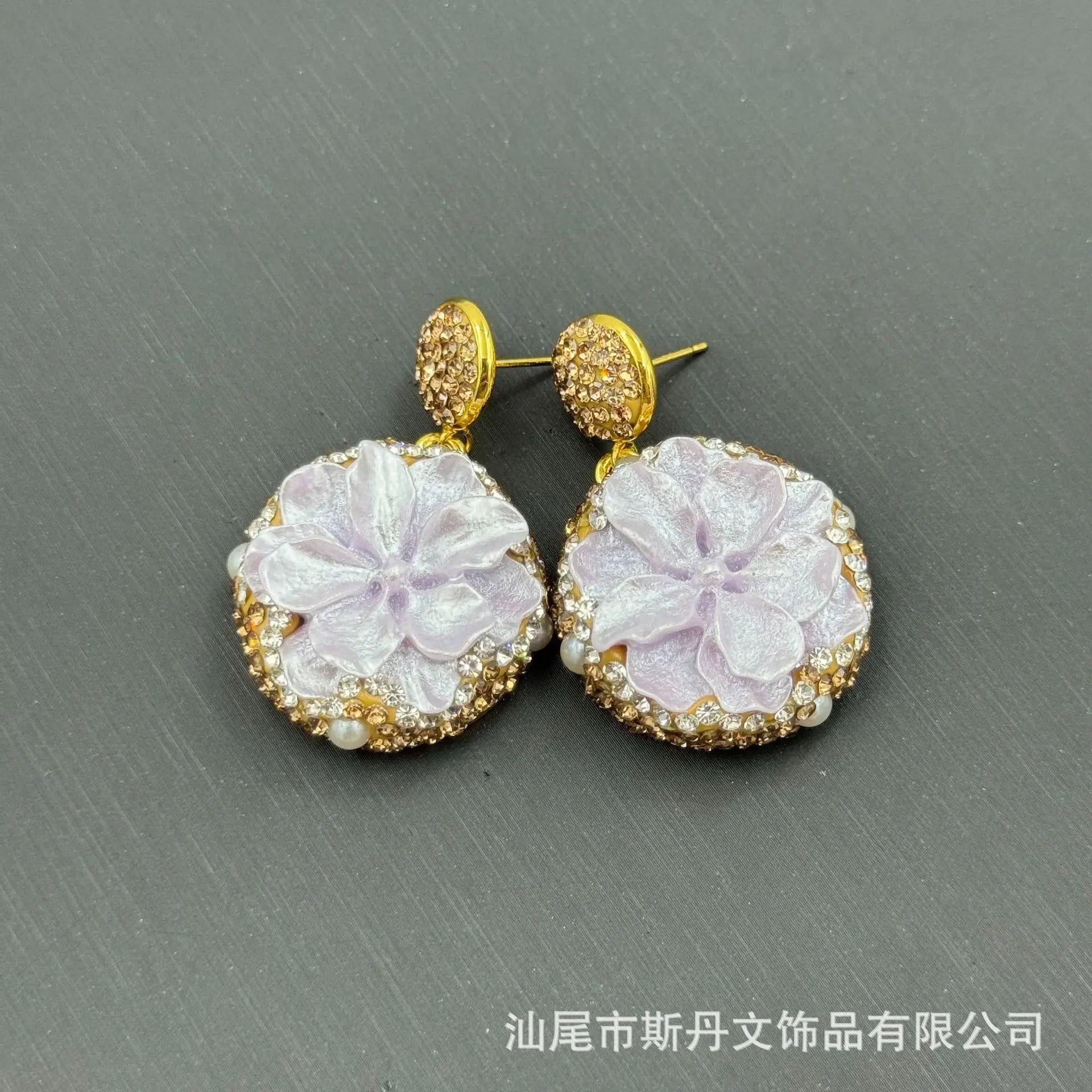 Handmade Rose Inlaid Jewelry Set | Crystal Necklace, Earrings & Rings