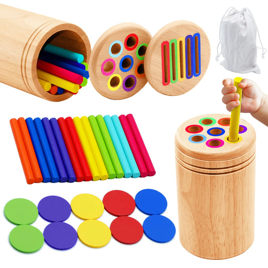 Montessori Wooden Color Sorting Toys | Shape Matching & Puzzle