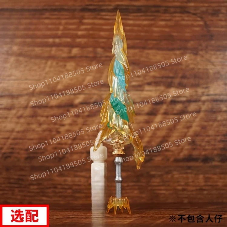 Decorative item resembling a tall, pointed object on a wooden surface with watermark text.