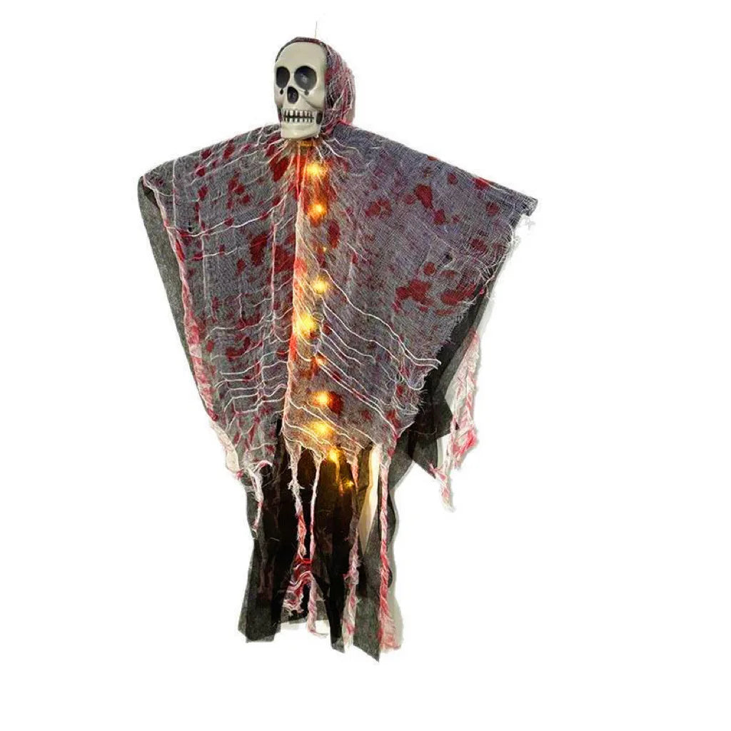 Hanging Skull Skeleton Ghost | Light-Up Horror Prop for Haunted House