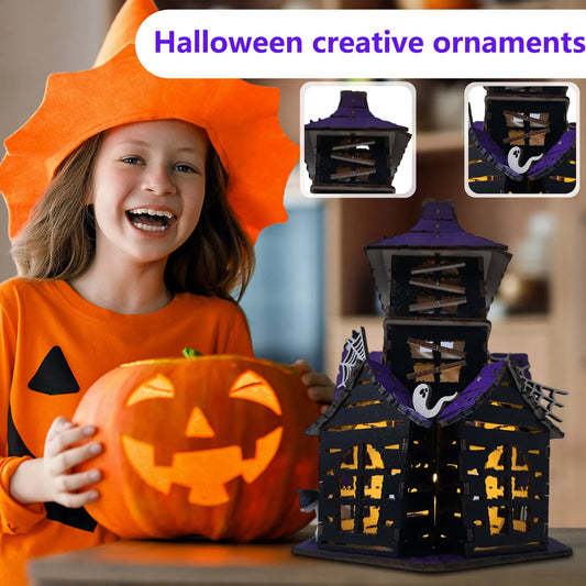 DIY 3D Haunted House Craft | Wooden Decor for Spooky Party Fun
