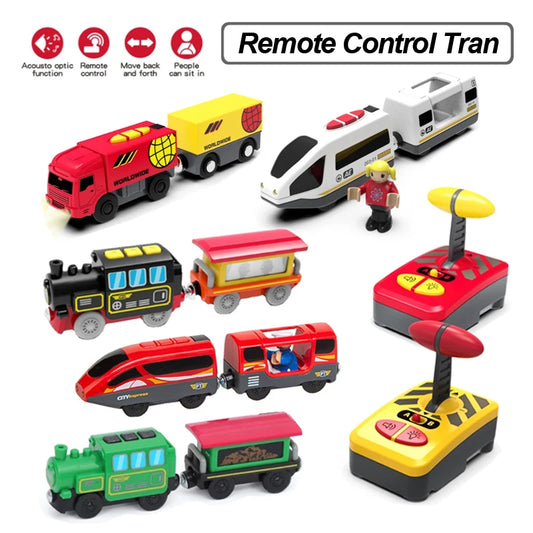 Remote Control Toy Cars & Electric Train Set | Kids Wooden Track Toys