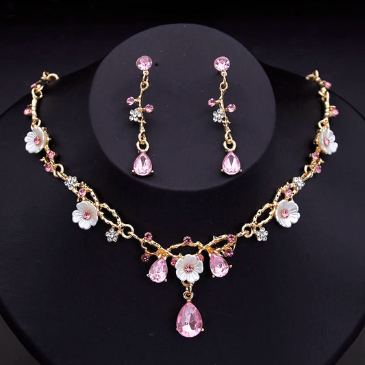 Gorgeous Crystal Bridal Jewelry Set | Luxury Flower Choker & Earrings