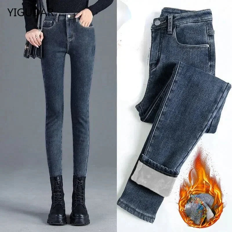 Mom Jeans High Elastic | Women’s Washed Skinny Denim