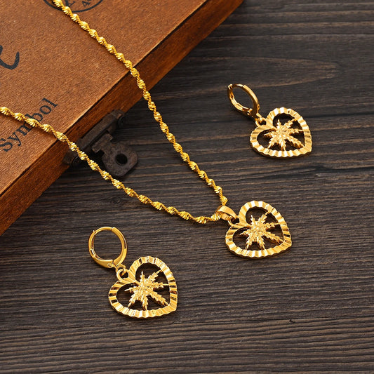 Trendy Geometric Gold Plated Jewelry Set | African Dubai Vintage Style