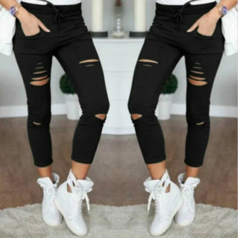 Big Size Ripped Jeans | Women’s Stretch Pencil Pants