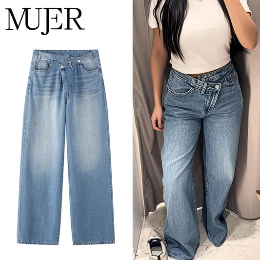 Women’s Blue Baggy Mom Jeans | High Waist Denim 2025